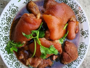 High angle view of meal served in plate