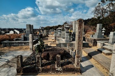Graveyard at izumo-taisha against sky