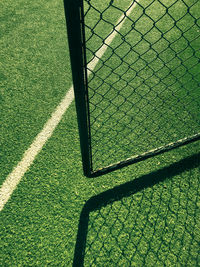 High angle view of soccer field