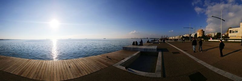 Scenic view of sea against blue sky