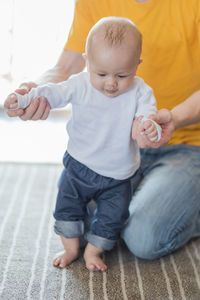 Cute baby boy at home