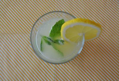 Directly above shot of lemonade on table