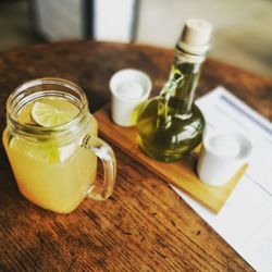 Drink in mason jar on table