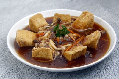 Close-up of food in bowl on table