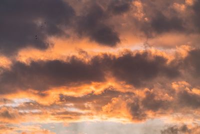 Low angle view of dramatic sky during sunset