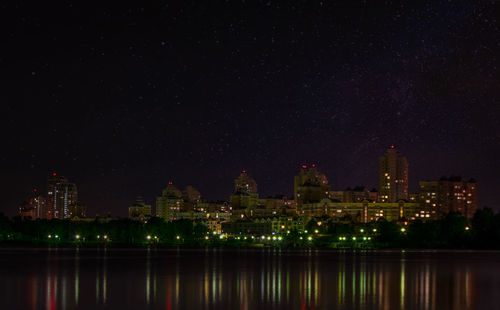 City lit up at night