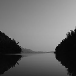 Scenic view of lake against clear sky