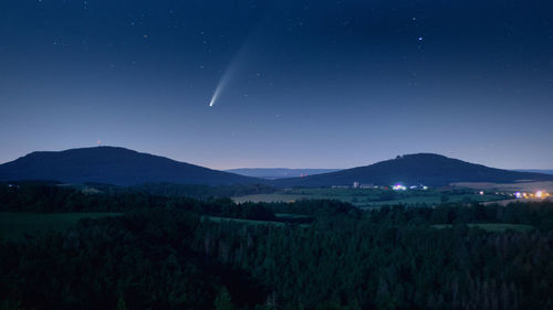 Scenic view of field against sky at night