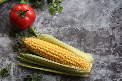 High angle view of tomatoes on table