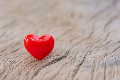 Close-up of heart shape on table