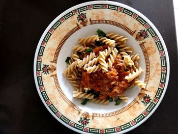 Close-up of food in plate on table