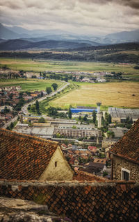 High angle view of town