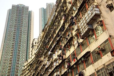 Low angle view of buildings against clear sky