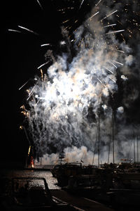 Firework display at night