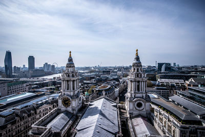 High angle view of buildings in city
