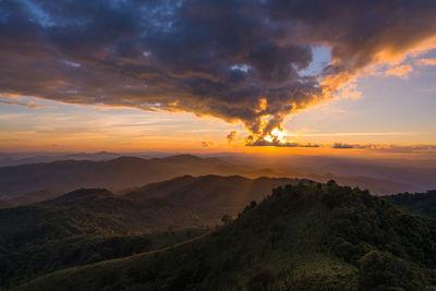 Scenic view of dramatic sky during sunset