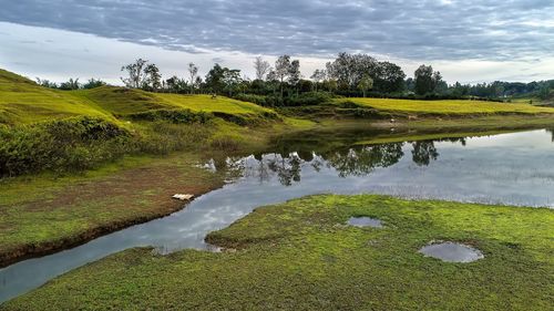 Scenic view of lake against sky