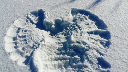 High angle view of snow