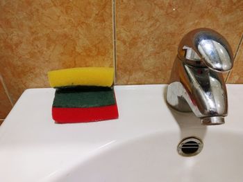 Close-up of faucet in bathroom