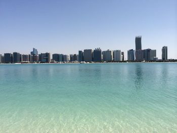 Cityscape against clear sky
