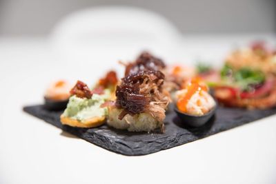 Close-up of food served in plate