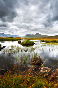 Scenic view of lake against sky