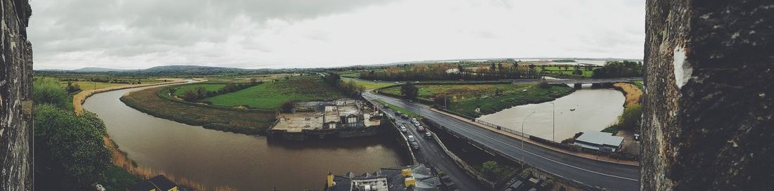 High angle view of bridge over river