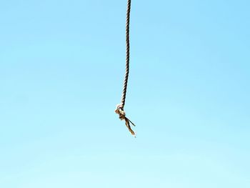 One rope hanging from a high place