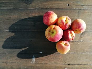 High angle view of apricots on table