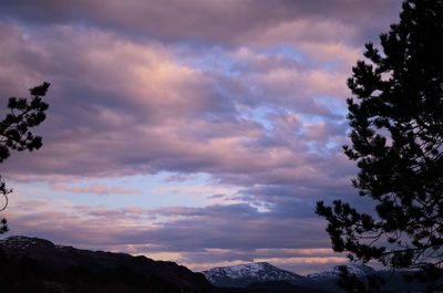 Silhouette of mountains at sunset