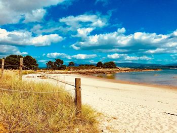 Scenic view of beach against sky