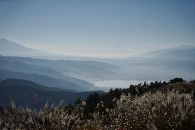 Scenic view of mountains against sky