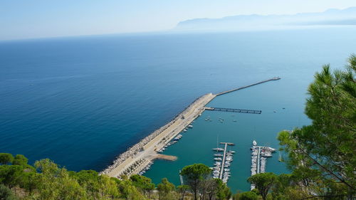 High angle view of sea against sky