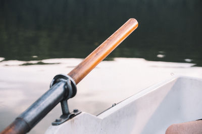 Close-up of oar in boat