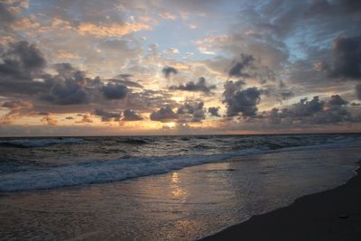 Scenic view of sea against sky during sunset