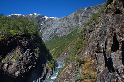 Scenic view of mountains against clear sky