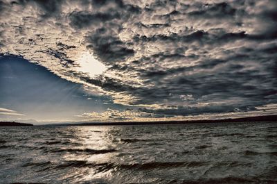 Scenic view of sea against sky during sunset