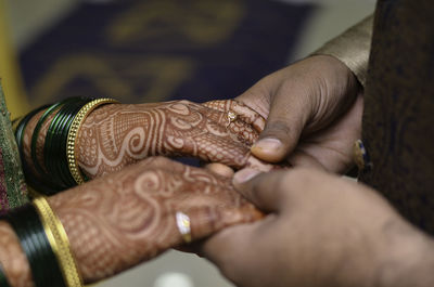 Close-up of woman hand with tattoo