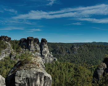 Rock formations on landscape against sky