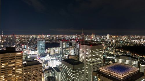 Illuminated cityscape at night