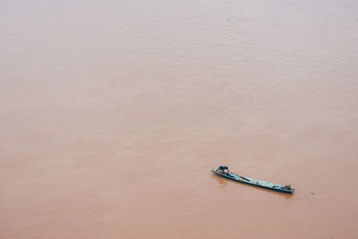 High angle view of boat in water