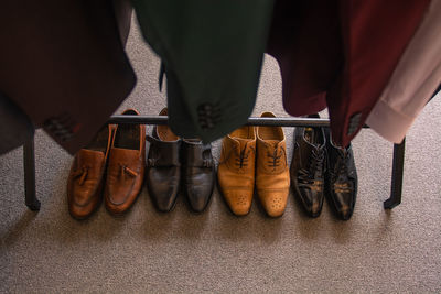 Low section of suits and shoes 