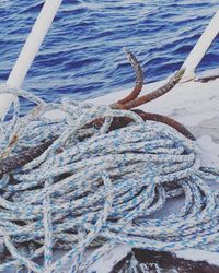 High angle view of fishing net in sea