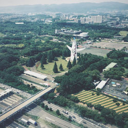 High angle view of city