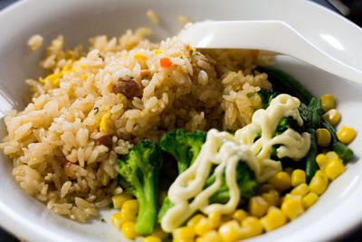 Close-up of noodles in bowl