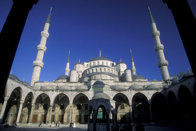 Low angle view of building against clear sky