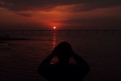 Scenic view of sunset over sea