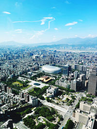 High angle view of townscape against sky