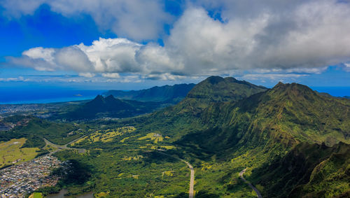 Scenic view of mountains against sky