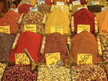 Various vegetables for sale at market stall